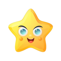 Cute yellow star with eyes and mouth. Vector illustration isolated on white background png