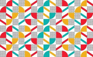 Memphis or Bauhaus colorful pattern with quarter circles, dots, and geometric pattern. Suitable for wallpaper, fabric, cover, card, banner, and background. vector