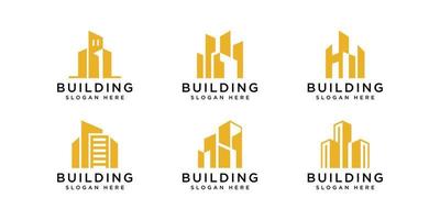 set of building logo design template vector