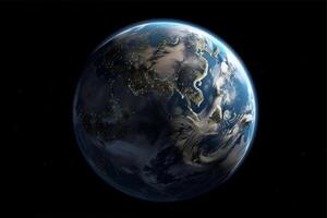 A picture of the earth with the sun shining on it, earth in space, universe background photo