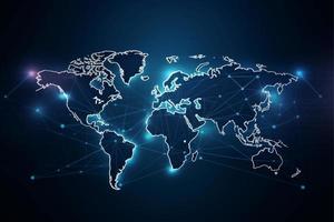 mundo mapa con global tecnología social conexión red con luces y puntos foto