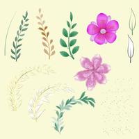 set of watercolor elements for design vector