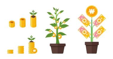 Korean Won Money Tree Growing vector