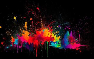 ackground of multicolored neon paint splashes, photo