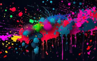 Background of multicolored neon paint splashes, photo