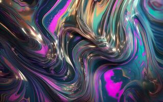 Liquid metallic holographic background texture, photo