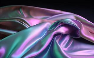 holográfico seda iridiscente textura, generativo ai foto