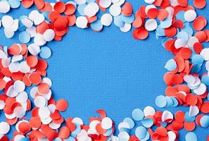 colorful circle shape confetti from shredded paper , decorations for fourth july photo