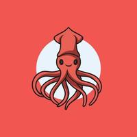 linda calamar sonriente cara dibujos animados ilustración vector