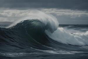 lado ver a grande Oceano ola, creado con generativo ai foto