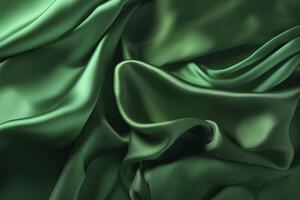 Green colored silk satin backdrop, created with generative AI photo