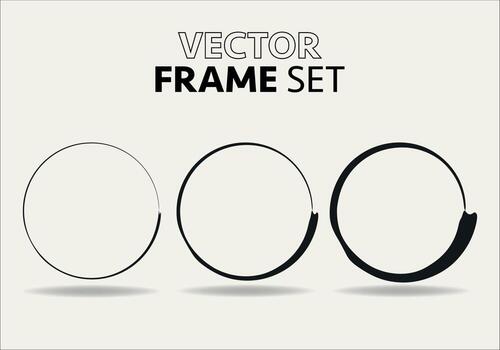 Hand drawn circles sketch frame vector set. Rounds scribble line circles. Vector illustrations.