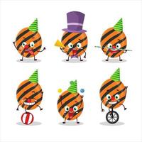 Cartoon character of halloween stripes candy with various circus shows vector