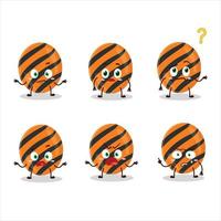 Cartoon character of halloween stripes candy with what expression vector