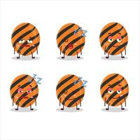 Cartoon character of halloween stripes candy with sleepy expression vector