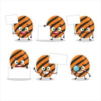 Halloween stripes candy cartoon character bring information board vector