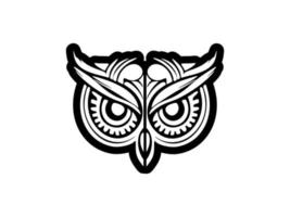 A vector logo of an owl, in black and white, with a minimalistic design.