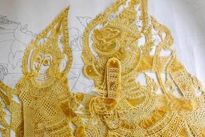 tailandés modelo tallado, hecho a mano con cuero de del Sur tailandia foto