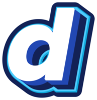 audacieux 3d bleu minuscule lettre ré png