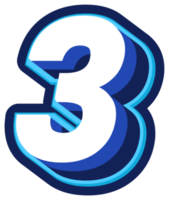 Bold 3d Blue Number png