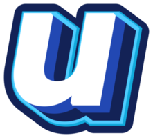 Bold 3d Blue Lowercase Letter u png