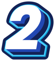 Bold 3d Blue Number png