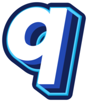 Bold 3d Blue Lowercase Letter q png