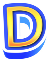 skinande guld 3d brev d png