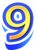 Shiny Gold 3d Number 9 png