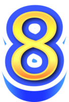 Shiny Gold 3d Number 8 png