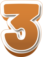 Chocolate 3d Bold Number 3 png