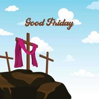 Good Friday banner and Poster. Good Friday is a Christian holiday commemorating the crucifixion of Jesus and his death at Calvary, vector background illustration