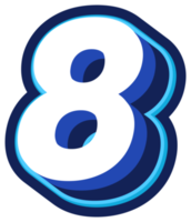 Bold 3d Blue Number png