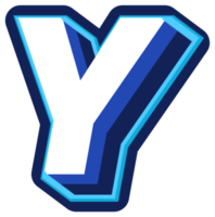 Bold 3d Blue Uppercase Letter Y png