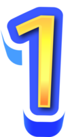 Shiny Gold 3d Number 1 png