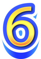 Shiny Gold 3d Number 6 png