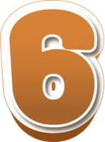 Chocolate 3d Bold Number 6 png