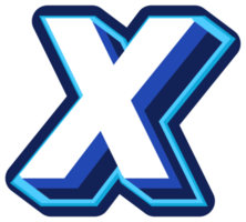 Bold 3d Blue Uppercase Letter X png