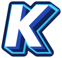 Bold 3d Blue Uppercase Letter K png