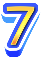 Shiny Gold 3d Number 7 png