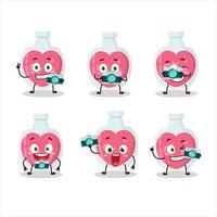 Photographer profession emoticon with love potion cartoon character vector