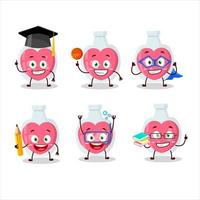 School student of love potion cartoon character with various expressions vector