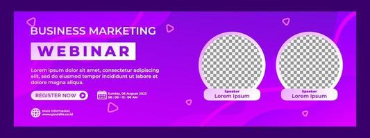 horizontal webinar banner template design with purple color theme. webinar banner design for social media post or print vector