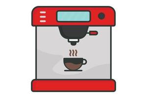 Coffee machine icon illustration. icon related to coffee element, Coffee machine and coffee cup. Flat line icon style, Lineal color. Simple vector design editable