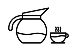 Espresso coffee icon illustration. icon related to coffee element, Coffee pot and coffee cup. Line icon style. Simple vector design editable