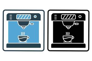 Coffee machine icon illustration. icon related to coffee element, Coffee machine and coffee cup. Solid icon style. Simple vector design editable
