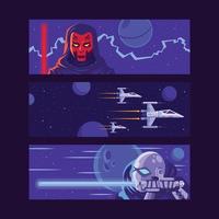 Banner Set of Outer Space Adventurer Characters vector