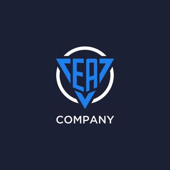 EA monogram logo with triangle shape and circle design elements vector
