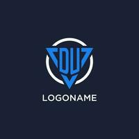 DU monogram logo with triangle shape and circle design elements vector