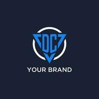 DC monogram logo with triangle shape and circle design elements vector